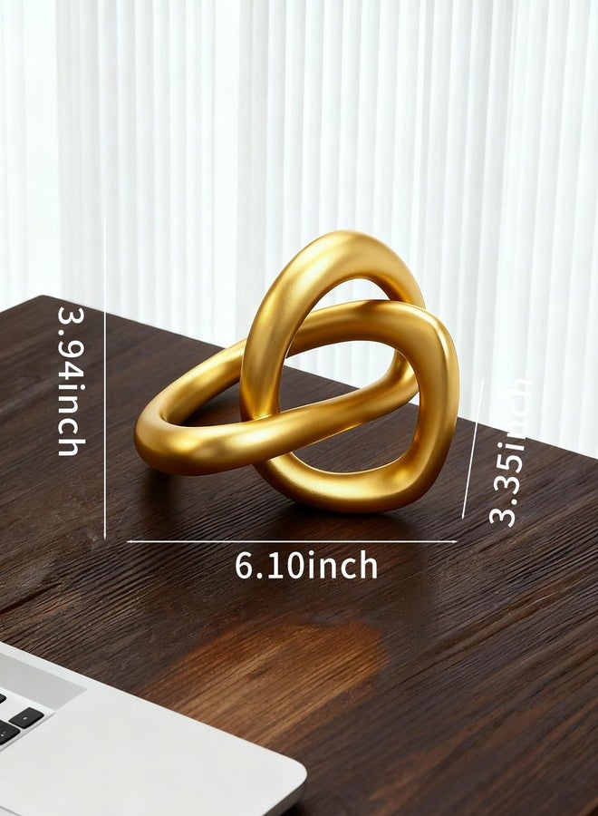 Joogour Modern Gold Knot Sculpture Statue - Abstract Geometric Table Decor for Living Room, Office Desk, Bookshelf | Elegant Brass-Tone Home Accent Decorations & Gifts (Gold) - Image 3